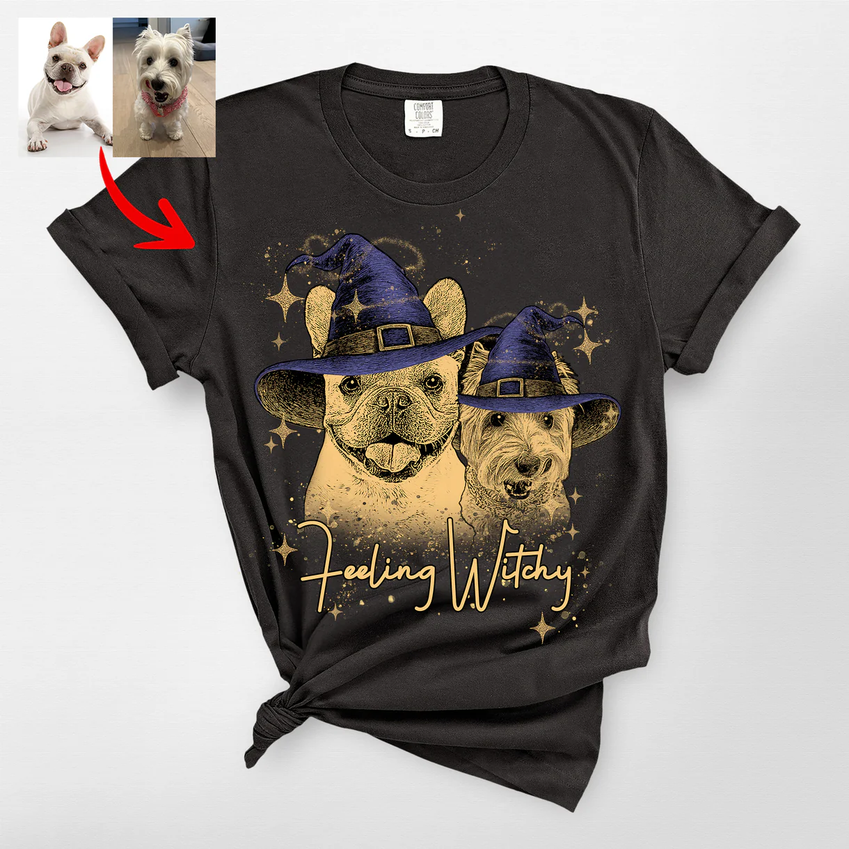 Custom Colors Halloween Witch Hat T-Shirt Pet Lovers - Image 2