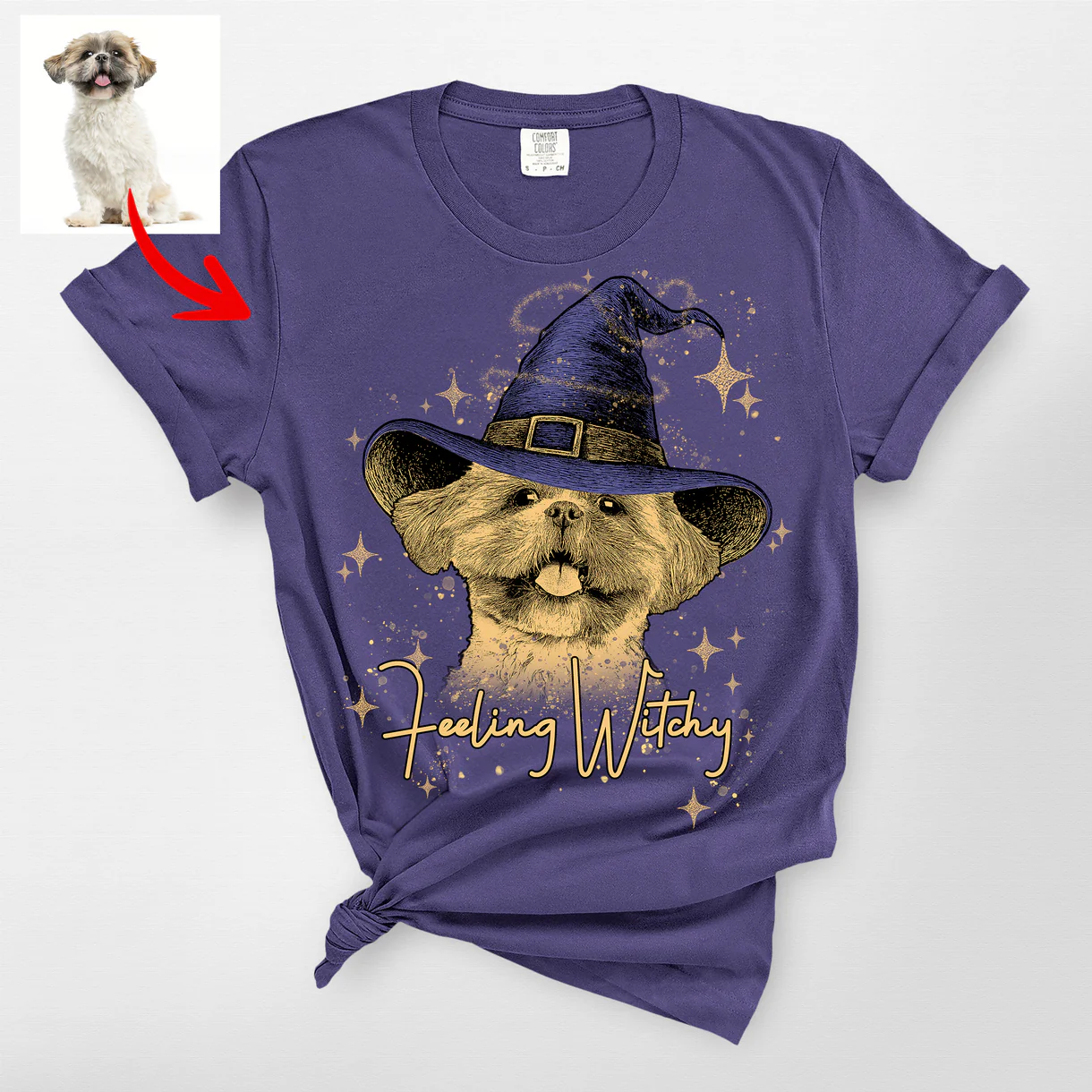 Custom Colors Halloween Witch Hat T-Shirt Pet Lovers - Image 3