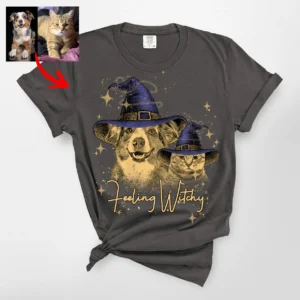 Custom Colors Halloween Witch Hat T-Shirt Pet Lovers