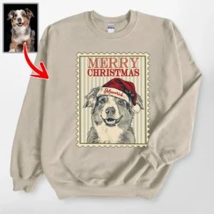 Custom Dog Portrait Portage Stamp Gildan Sweatshirt