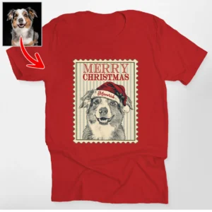 Custom Dog Portrait Portage Stamp Bella Canvas T-Shirt