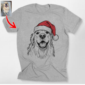 Custom Dogface Christmas Canvas T-Shirt Pet Lovers Gift