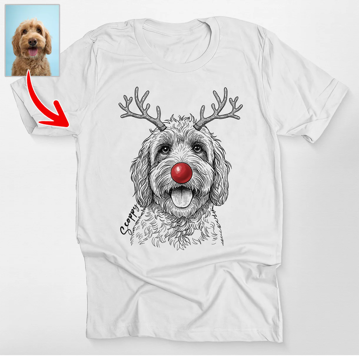 Custom Dogface Christmas Canvas T-Shirt Pet Lovers Gift - Image 3